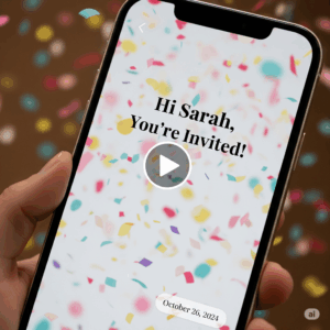 AI Video Invitation on smartphone screen for event marketing