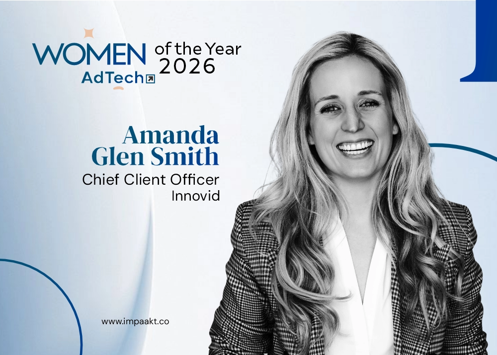 Amanda Glen Smith, Chief Client Officer at Innovid, featured on the cover of IMPAAKT Magazine Women of the Year 2026