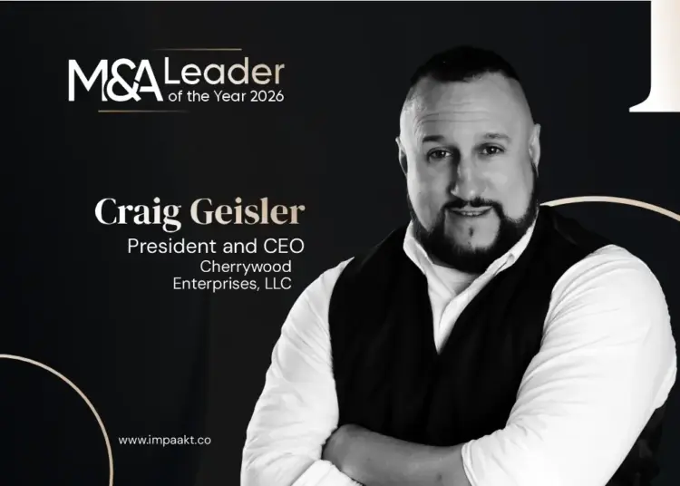 Craig Geisler, President & CEO of Cherrywood Enterprises, LLC, featured in M&A Leader of the Year 2026 by IMPAAKT discussing leadership, debt acquisition, and business growth.